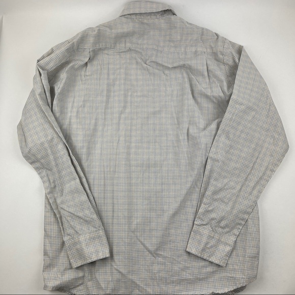 Wrangler Button Down Shirt Mens Medium Gray Plaid Long Sleeve Wrinkle Resist - Picture 7 of 8